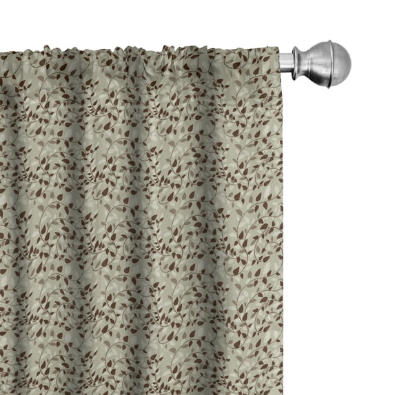 Ambesonne Abstract Window Curtains, Florals Bud Swirls, Each 28" W x 95" L, Brown and Khaki