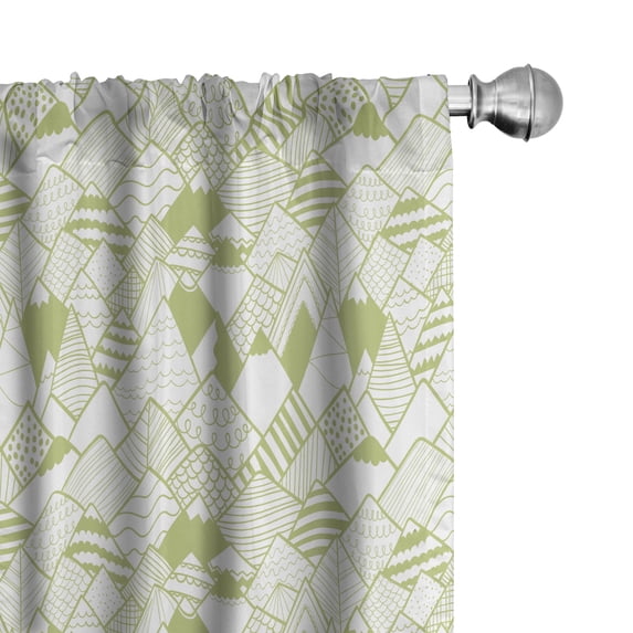 Ambesonne Abstract Window Curtains, Geometric Modern Elements, Each 28" W x 95" L, Lime Green White