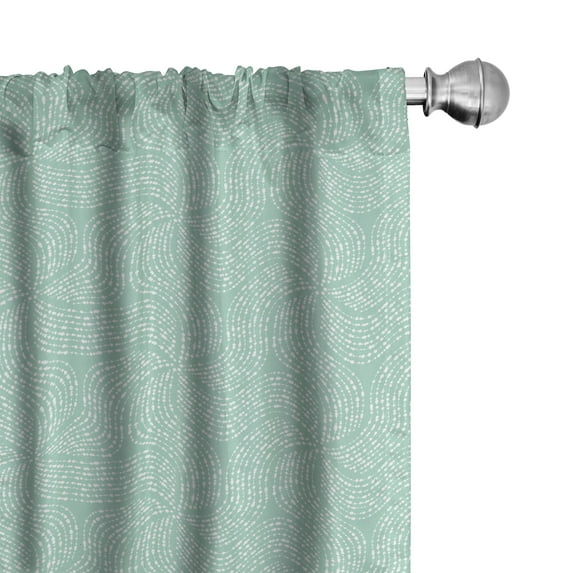 Ambesonne Abstract Window Curtains, Geometric Spiral Dot Lines, Each 28" W x 63" L, Mint Green White