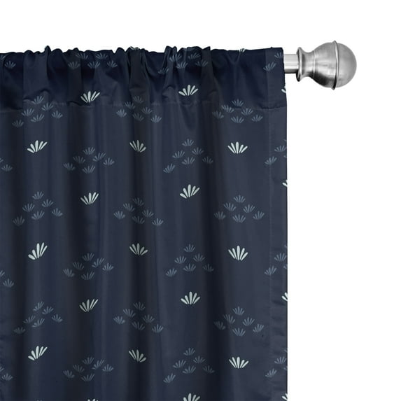 Ambesonne Abstract Window Curtains, Grass Like Motifs Monotone, Each 28" W x 63" L, Pale Turquoise and Dark Blue