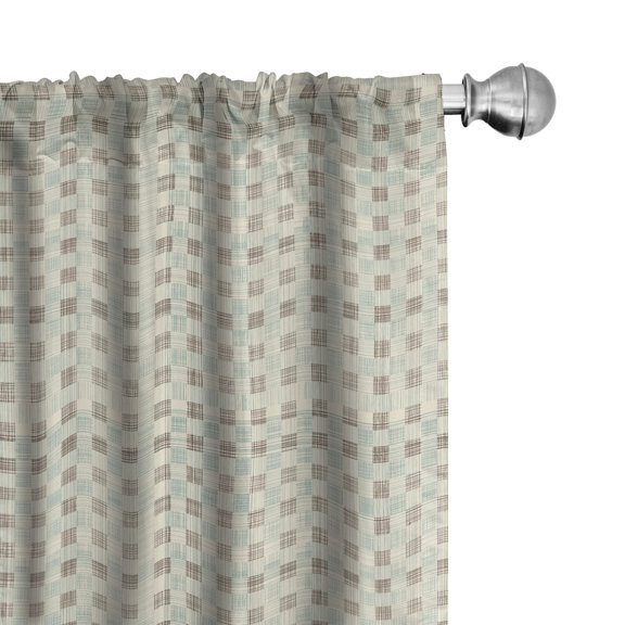 Ambesonne Abstract Window Curtains, Grunge Checkered Design, Each 28" W x 63" L, Pale Teal Dark Taupe