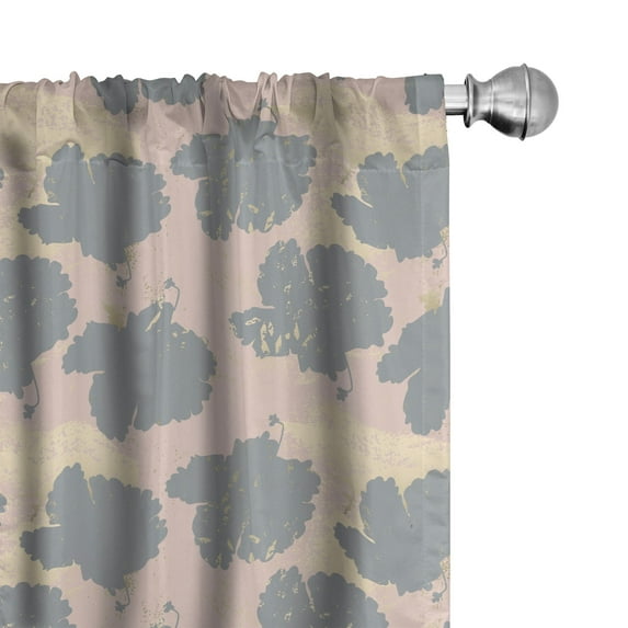 Ambesonne Abstract Window Curtains, Grunge Marble Leaves Art, Each 28" W x 95" L, Pale Salmon Beige