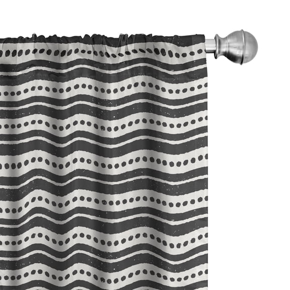 Ambesonne Abstract Window Curtains, Grunge Stripes and Dots, Each 28" W x 63" L, Off White and Charcoal Grey