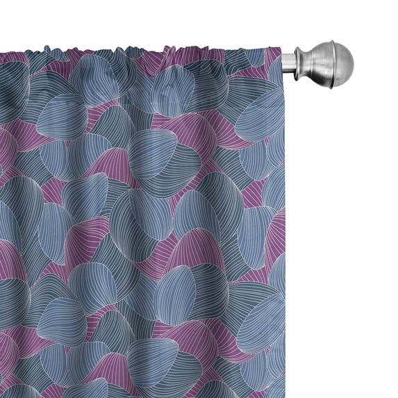 Ambesonne Abstract Window Curtains, Hand-drawn Retro Waves, Each 28" W x 63" L, Dark Blue Violet