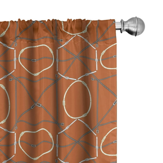 Ambesonne Abstract Window Curtains, Manly Fashion Belts Art, Each 28" W x 84" L, Pale Cinnamon Dimgray