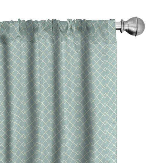Ambesonne Abstract 4-Panel Curtains, Monochrome Rhombus Shapes, 56"x95", Pale Seafoam White