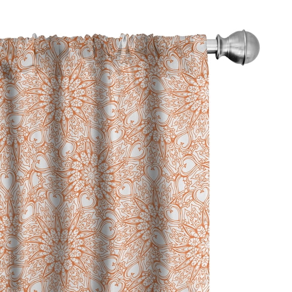 Ambesonne Abstract 4-Panel Curtains, Monotone Streaks Hearts, 56"x63", Burnt Orange and White