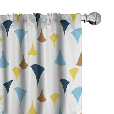 Ambesonne Abstract 4-Panel Curtains, Multicolored Circular Art, 56"x63", Yellow Deep Sky Blue