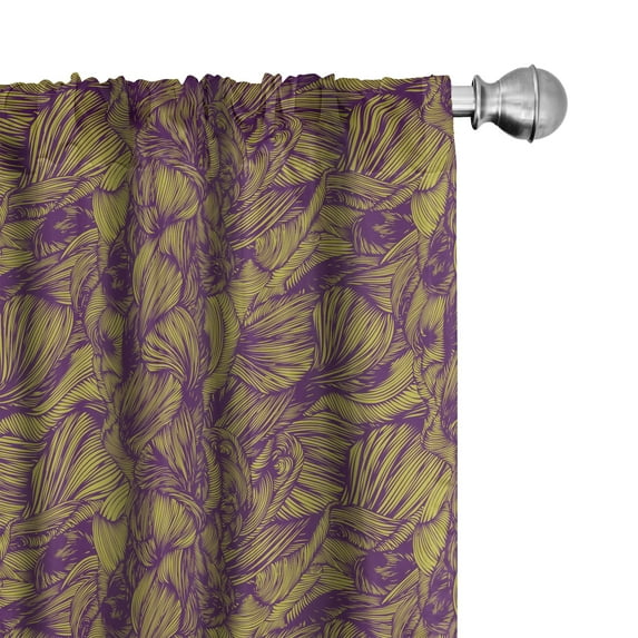 Ambesonne Abstract Window Curtains, Natural Elements Motif, Each 28" W x 63" L, Pale Coffee Purple