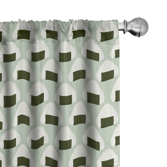 Ambesonne Abstract Window Curtains, Onigiri Japanese Rice Art, Each 28" W x 95" L, Pale Green Dark Green