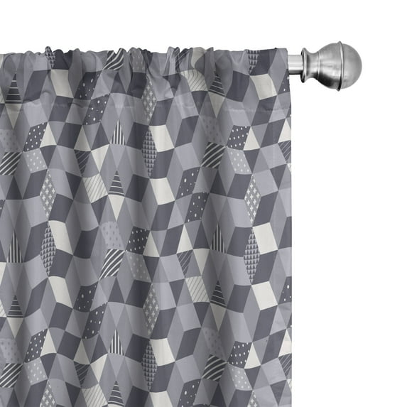 Ambesonne Abstract 4-Panel Curtains, Optical Illusion Squares, 56"x63", Purpleblue Eggplant