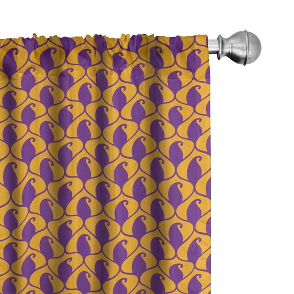 Ambesonne Abstract Window Curtains, Paisley Inspired Vintage, Each 28" W x 63" L, Violet and Pale Orange