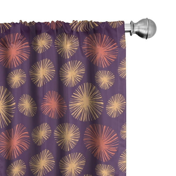 Ambesonne Abstract Window Curtains, Pastel Colored Motifs, Each 28" W x 84" L, Coral Beige and Purple