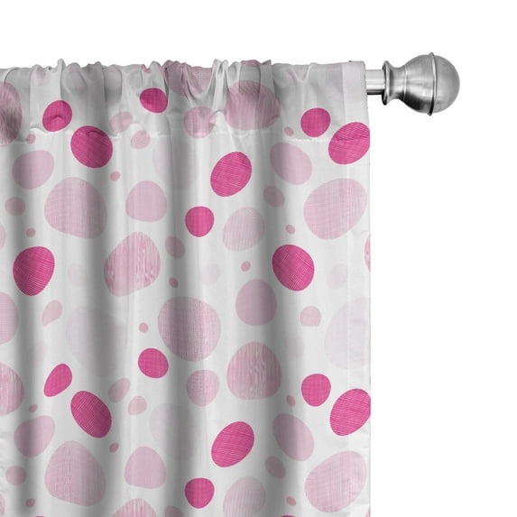 Ambesonne Abstract Window Curtains, Pastel Geometric Ovals, Each 28" W x 63" L, Magenta Pale Pink