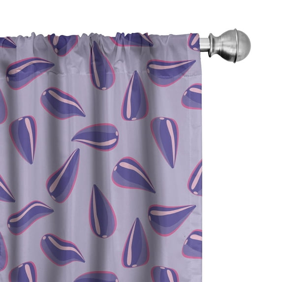 Ambesonne Abstract Window Curtains, Pattern of Flower, Each 28" W x 84" L, Lilac Purple Magenta
