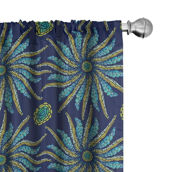 Ambesonne Abstract 4-Panel Curtains, Pointy Sun Summer Vibes, 56"x63", Quartz Multicolor