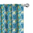 thumbnail image 1 of Ambesonne Abstract Window Curtains, Quirky Doodle Shapes Lines, Each 28" W x 63" L, Sea Blue Apple Green, 1 of 4