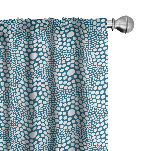 Ambesonne Abstract 4-Panel Curtains, Repeating Graphic Circles, 56"x95", Petrol Blue and White