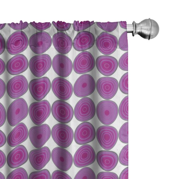 Ambesonne Abstract Window Curtains, Repetitive Purple Rounds, Each 28" W x 84" L, Purple White