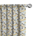 thumbnail image 1 of Ambesonne Abstract 4-Panel Curtains, Retro Mid-Century Design, 56"x63", Yellow Pale Seafoam White, 1 of 4