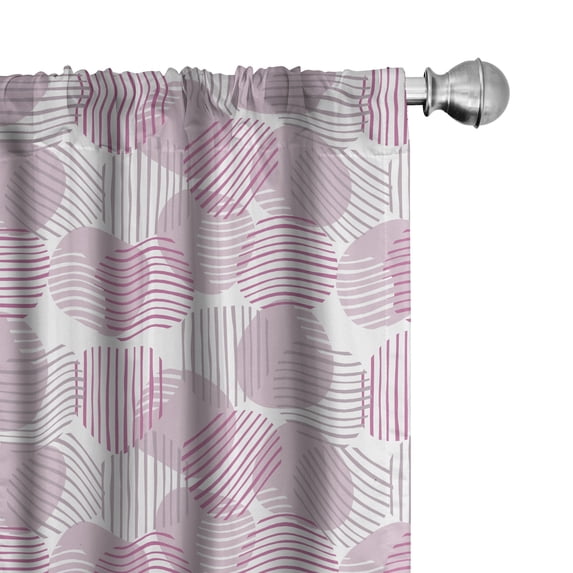 Ambesonne Abstract Window Curtains, Retro Modern Pastel Shapes, Each 28" W x 95" L, Dark Magenta Mauve Grey