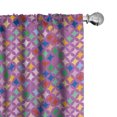 thumbnail image 1 of Ambesonne Abstract 4-Panel Curtains, Retro Style Round Items, 56"x84", Fuchsia Multicolor, 1 of 1