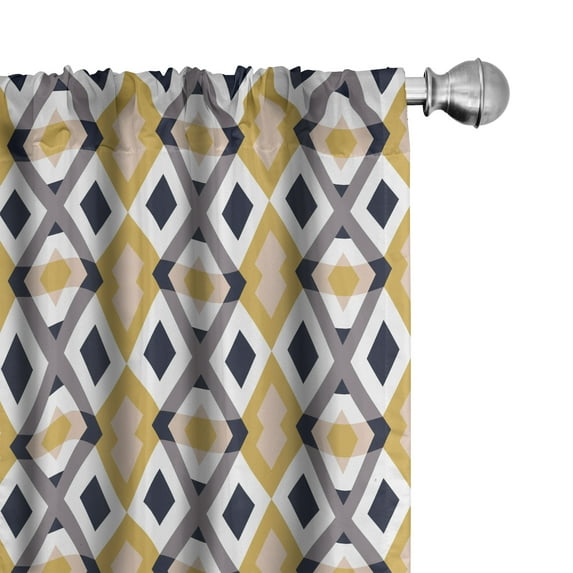 Ambesonne Abstract 4-Panel Curtains, Rhombuses Infinity, 56"x63", Earth Yellow Taupe Grey