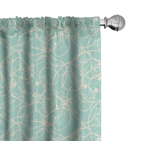 Ambesonne Abstract 4-Panel Curtains, Splash Look Lines Motifs, 56"x84", Almond Green Champagne