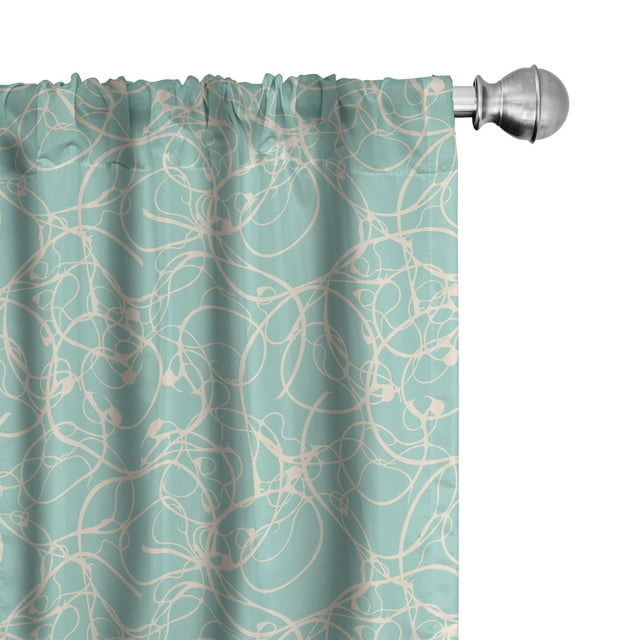 Ambesonne Abstract 4-Panel Curtains, Splash Look Lines Motifs, 56"x95", Almond Green Champagne
