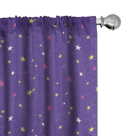Ambesonne Abstract 4-Panel Curtains, Stars Network Lines Dots, 56"x95", Blue Violet Pink Yellow