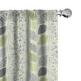 thumbnail image 1 of Ambesonne Abstract Window Curtains, Stripes Sketched Leaves, Each 28" W x 63" L, Green Grey, 1 of 5