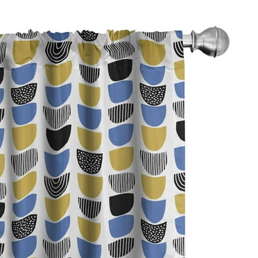 Ambesonne Abstract 4-Panel Curtains, Surreal Pattern Ornates, 56"x84", Yellow Blue Charcoal Grey