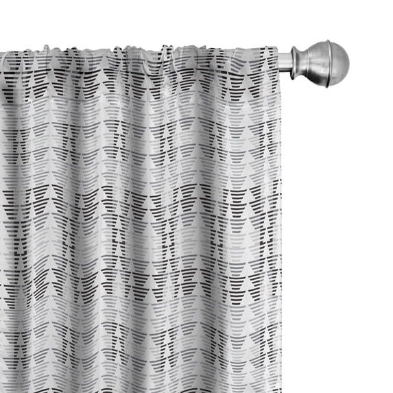 Ambesonne Abstract 4-Panel Curtains, Triangular Stripes Pattern, 56"x95", Dark Grey White Dimgray