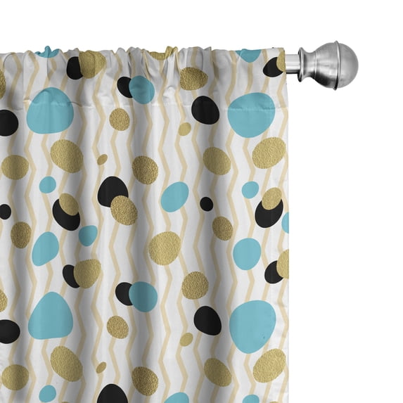 Ambesonne Abstract Window Curtains, Trippy Geometric Round, Each 28" W x 84" L, Aqua