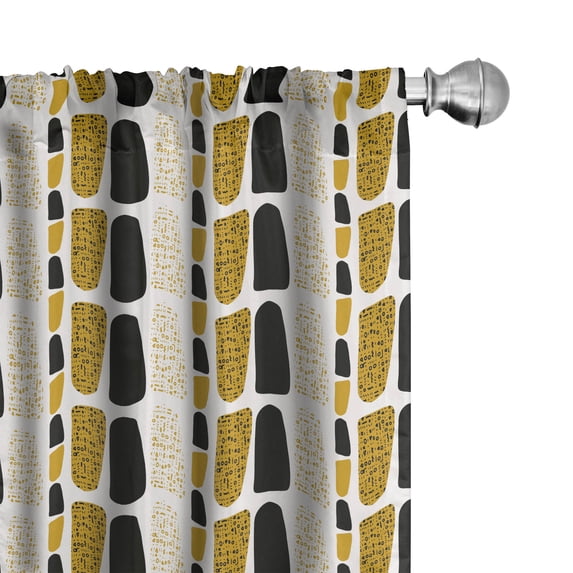 Ambesonne Abstract 4-Panel Curtains, Vertical Stone Like Motifs, 56"x84", Coffee Grey