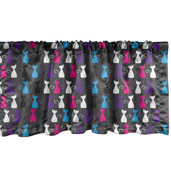 Ambesonne Abstract Animals Art Window Valance, Fun Cats, 54" X 18", Multicolor