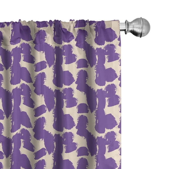 Ambesonne Abstract Art Curtains, Brushstroke Forms Fun, Pair of 28"x84", Violet and Eggshell