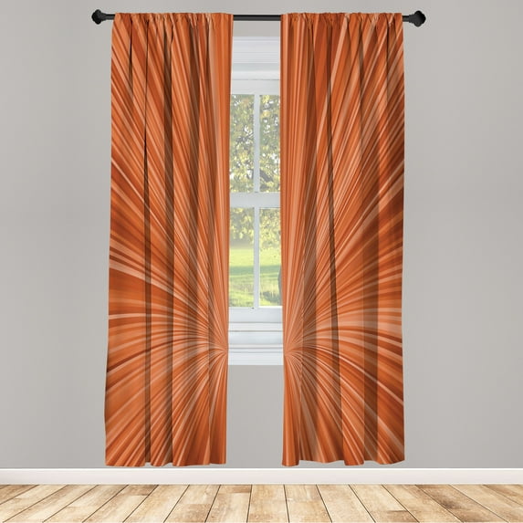 Ambesonne Abstract Art Curtains, Concentric Stripes Art, Pair of 28"x95", Burnt Sienna