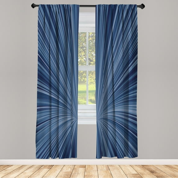 Ambesonne Abstract Art Curtains, Concentric Stripes Art, Pair of 28"x95", Petrol Blue