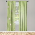 thumbnail image 1 of Ambesonne Abstract Art Curtains, Flowers Dotted Lines, Pair of 28"x63", Apple Green, 1 of 2