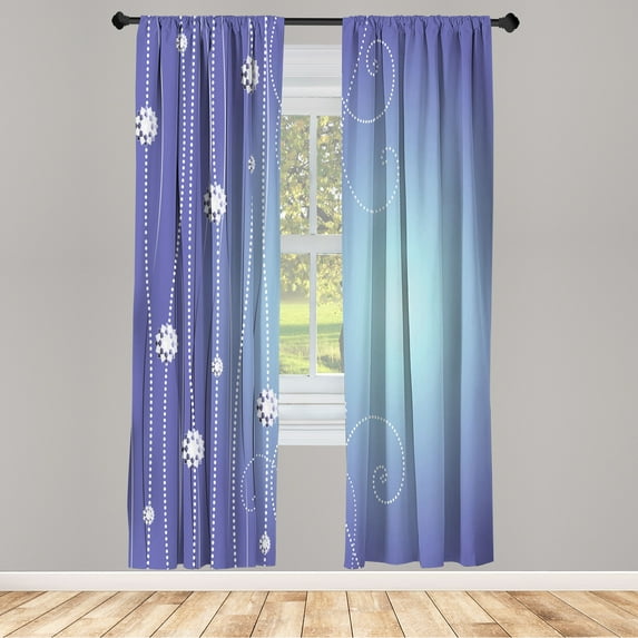 Ambesonne Abstract Art Curtains, Flowers Dotted Lines, Pair of 28"x84", Lavender Blue