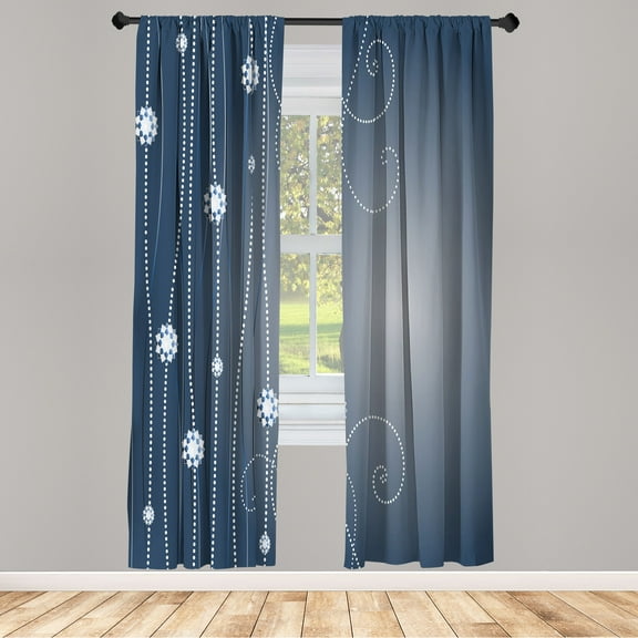 Ambesonne Abstract Art Curtains, Flowers Dotted Lines, Pair of 28"x84", Purpleblue White