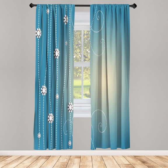 Ambesonne Abstract Art Curtains, Flowers Dotted Lines, Pair of 28"x95", Champagne White