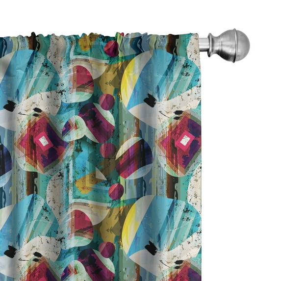 Ambesonne Abstract Art Curtains, Surreal Pattern, Pair of 28"x95", Multicolor