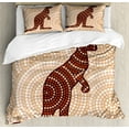 thumbnail image 1 of Ambesonne Abstract Art Duvet Cover Set, Kangaroo with Dots, King, Peach Brown Redwood, 1 of 3