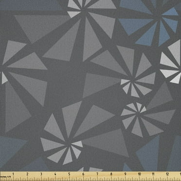 Ambesonne Abstract Art Fabric by the Yard Microfiber, Geometric Shape Forms, 10 Yards, Slate Blue Grey