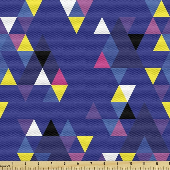 Ambesonne Abstract Art Fabric by the Yard Upholstery, Geometric Style Forms, 2 Yards, Multicolor