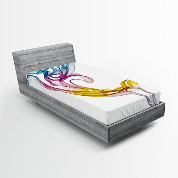 Ambesonne Abstract Art Fitted Sheet, Aquatic Dolphin, Twin Size, Multicolor