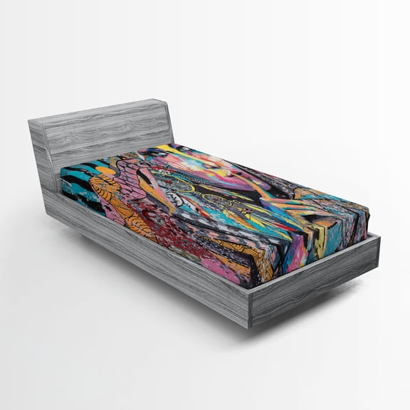 Ambesonne Abstract Art Fitted Sheet, Fantasy Portrait, Twin Size, Multicolor