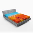 thumbnail image 1 of Ambesonne Abstract Art Fitted Sheet, Flowers in Meadow, Full Size, Orange Purple, 1 of 2